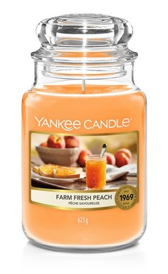 Yankee Candle Duftkerze im Glas (groß) FARM FRESH PEACH