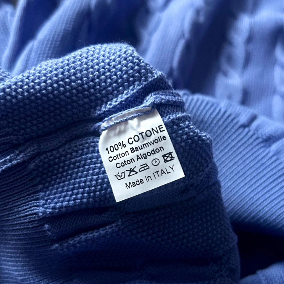 Suéter Dalmine GIZA Algodón Egipcio Para Hombre Azul Nudo con Cable Talla XXL Italia Foto 4 de 4