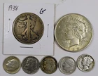 MELT $2 90% Silver Coins Peace Dollar Walking Liberty Half Mercury Rosie Dimes