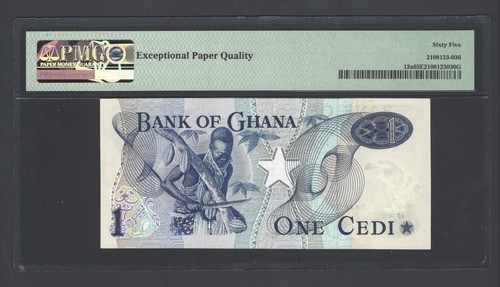 Ghana One Cedis 1973 P13a Uncirculated Graded 65 - Picture 2 of 2