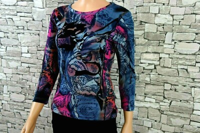 LYNN RITCHIE DAMEN SEIDE MIX PARTY FEST BLUSE MULTICOLOR  XS NEU