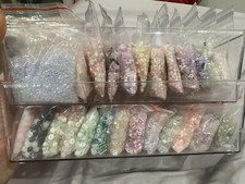 Colorful Round Glass Beads DIY Bracelet, Random 6 Color 30g