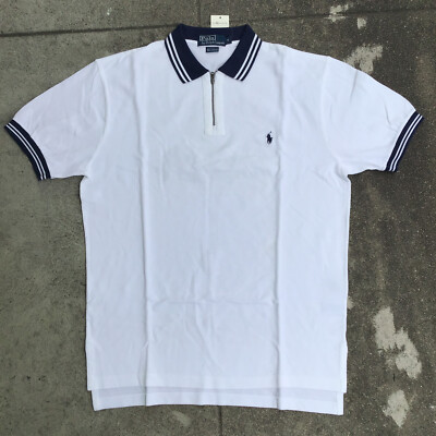NWT Polo Ralph Lauren Men Medium 1/4 Zip Short Sleeve Polo Shirt