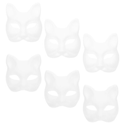6PCS Cat Mask Fox Mask Cat Fox Wolf DIY Costume PropsHalloween Therian Masks