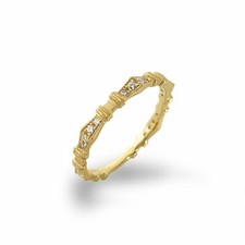 14K Brushed Gold Diamond Wedding Band Stack Ring SR45184