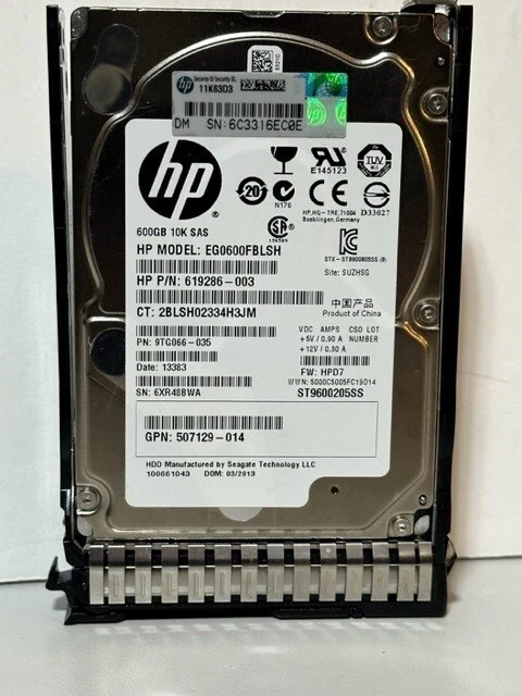 💥619286-003 652566-003 HP 600GB 6G 10K SFF 2.5" SAS Hard Drive Gen6 Gen7 w/Tray - Image 2 of 4
