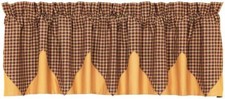 Patriotic Patch Country Farmhouse Red Plaid Handkerchief Layered Window Valance