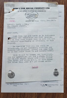 1947 Serv-i-tor Brush Company Ltd, Upper Clacton Rd, London. Brief.