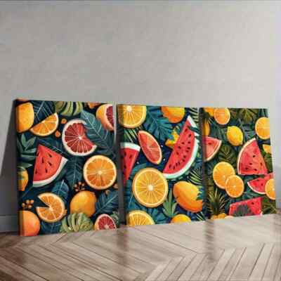 3pcs Different Types Of Fuits  Wall Art Canvas Unframed/Framed