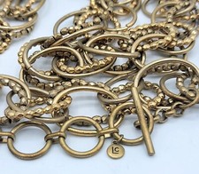 Vtg Chunky Necklace Long Chain LIC CLAIBORNE Toggle Jewelry Gold Tone