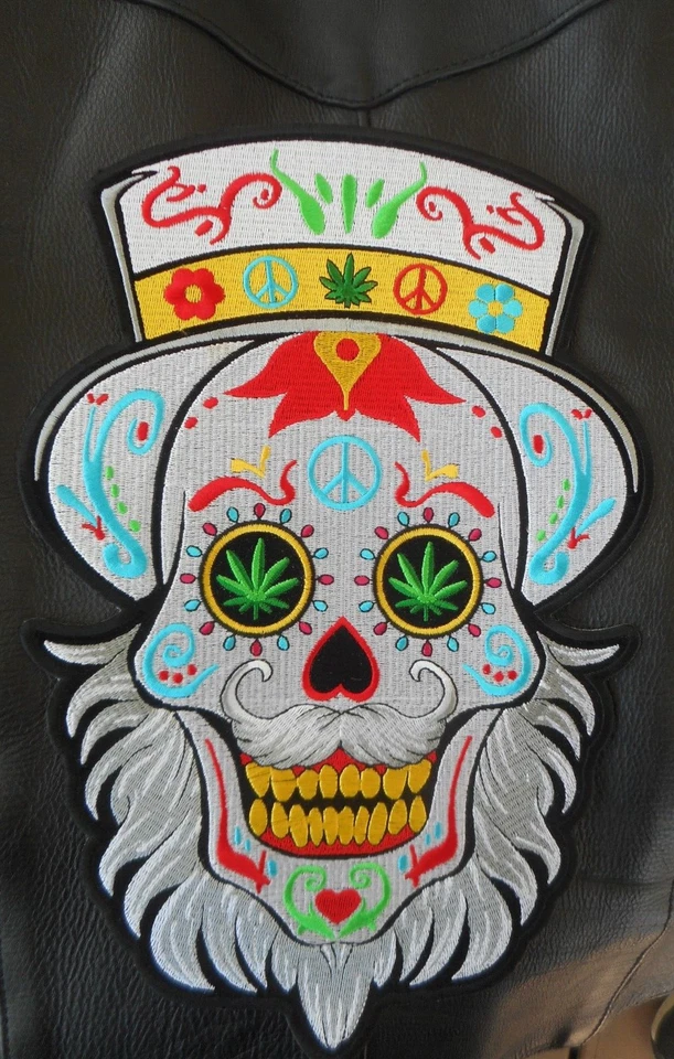 Captain Trips Sugar Skull Hippy Large Sew On Embroidered Patch Grateful Dead - Image 3 of 4