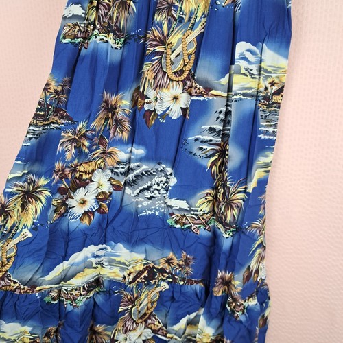 Vintage HILO HATTIE Kleid Gr. S Blau Made in USA Hawaii Schulterfrei 100% Viskose - Bild 8 von 13