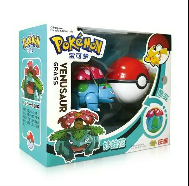 Pokeball et figurine Pokemon Florizarre pour combat de style Bakugan
