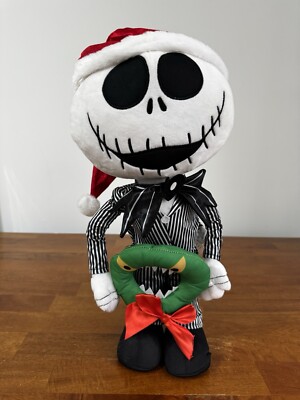 Disney Jack Skellington Plush 18'' Holiday Greeter Stuffed Toy Gemmy Skeleton