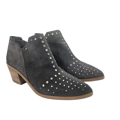 STATE LOKA Gray Suede Leather Studded Embellished Zip Ankle - Main Image
