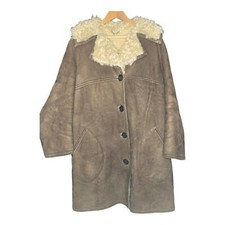 Amartex Sheepskin Brown Long Sleeved Coat Uk Size 18