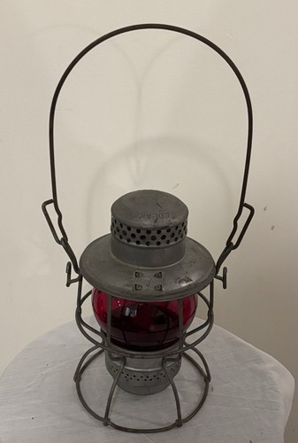 Vintage Orginal 19th Century Adlake Keep Lantern Red Globe