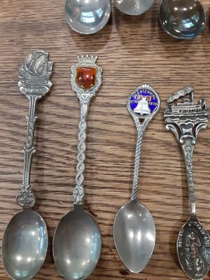 Rare Antique Silver Collectible Spoons Value Souvenir Spoons Collection Lot Of 14 Silver Unique And Old