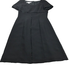 David Warren Womens Dress Sz 8 Black Beaded Short Sleeve Back Zipper Lined