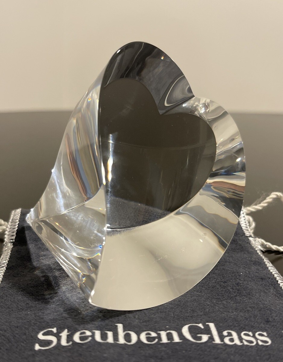 【美品】STEUBEN　ハート　クリスタル　貴重　ガラス　置物　オブジェ Steuben Crystal Rare Large Love Heart Art Glass Paperweight