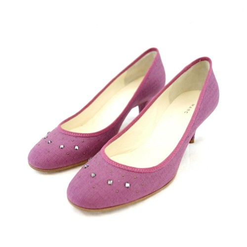 MARC JACOBS Damen Schuhe Pumps Leinen Stoff Lila Bordeaux Leder 38 Np 255 Neu - Bild 1 von 11