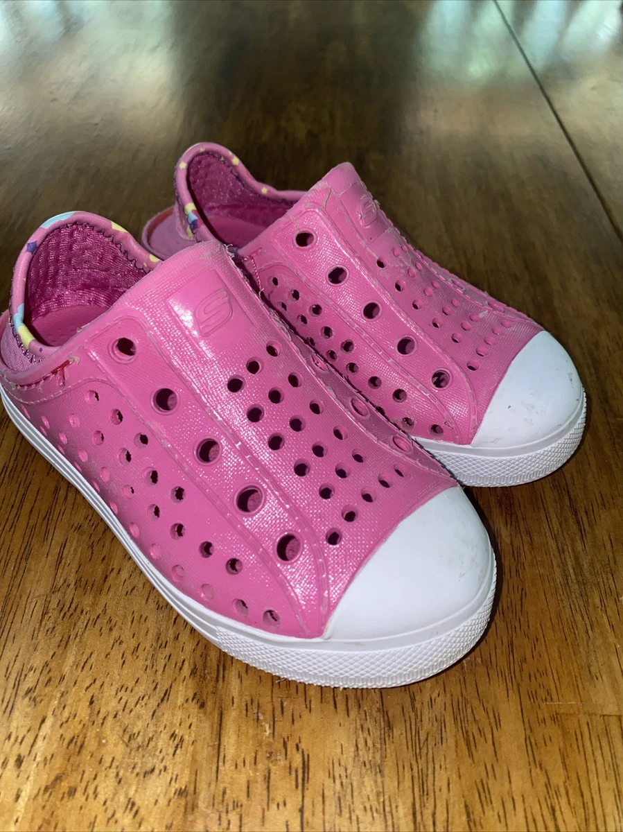 SKECHERS Sz 10 Girls Foamies Guzman Steps Shoes Slip On Pink Bumper Toe