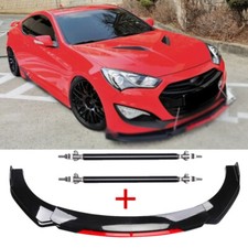 For Hyundai Genesis Coupe Car Blackred Front Bumper Splitter Spoiler Strut