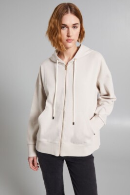 Max Mara IntrendDamen Sweatshirt aus Scuba Jersey Farbe: Elfenbein Oversize Gr M
