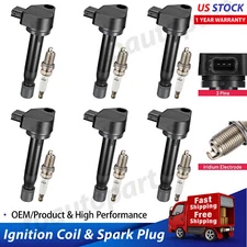 6 Ignition Coil Pack and Spark Plugs UF242 For 2000-2002 Honda Accord 3.0L V6