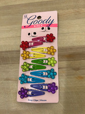 10 Goody Girls Bright Painted Metal Snap Hair Clips Blue Pink Purple Green New