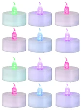 12 Color Changing Flameless LED Tea Light Candles Christmas Wedding Party Decor