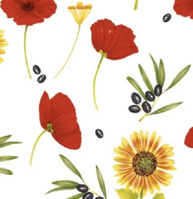 Wachstuch Tischdecke – Mohnblumen & Sonnenblumen Design | Rutschfest, Waschbar, Mit Fleece