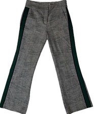 Veronica Beard Cormac Trouser Glen Plaid Green Stripe size 4P