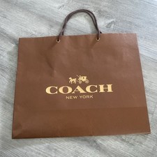 2013 COACH New York Brown With Gold Print Paper Shopping Bag - 13"X16"X6.5"