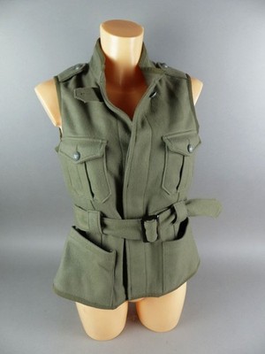 Masons Damen Jacke Weste DE38 IT42 S grün/taupe Freizeitweste Taschen Wolle (WM)