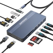 USB C Docking Station, 14 in 1 USB Hub for 3 Monitors, Dual 4K 60Hz HDMI  USB