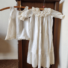 Antique white newborn baptism gown  slip lace cottagecore dress cream lace baby