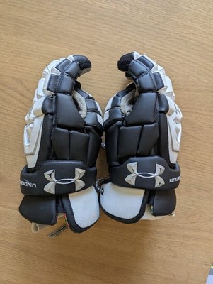 Under Armour Lacrosse Hockey Gloves Size Medium Black White Excellent Condition