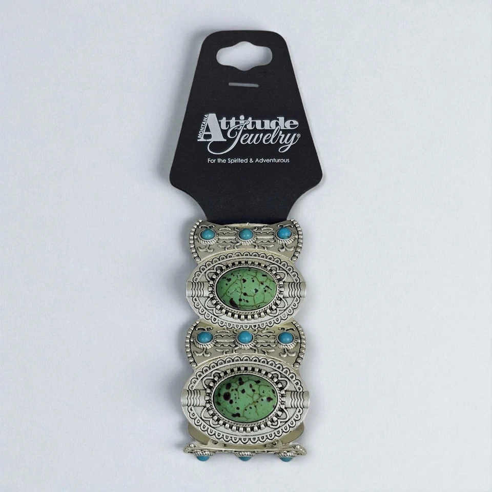 Pulsera elástica Montana Silversmiths "Attitude Line" Turquesa Dreams ¡Nueva!  Foto 2 de 3