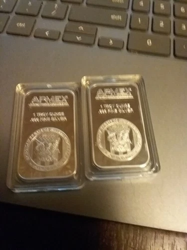 2 APMEX 1 Troy Ounce .999 Fine Silver Bar | Bullion Lot of 2