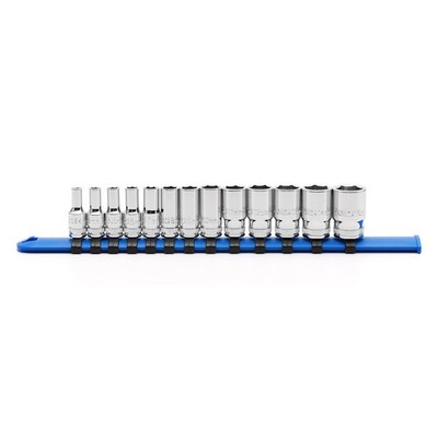 MIXPOWER 1/4'' Drive Mid-Length Socket Set Dr. Mid-Length, 4-15mm, Chrome 