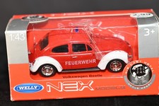 Volkswagen Beetle Fire Brigade Car FEUERWEHR 1:43 Diecast Welly NEX VW Bug