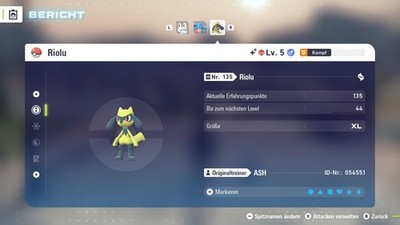 Shiny Elite Riolu   Level 5   6IV + Max EV / DV  Für Pokemon Legenden Z-A