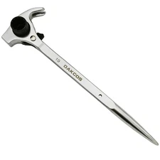 DAKCOS 19mm×22mm Podger Scaffold Spud Wrench, Claw Nail Puller & Hammer, Silver