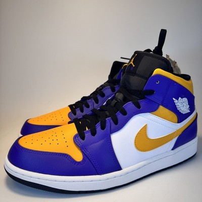 Spring sale! Nike Air Jordan 1 Mid Lakers Dark Concord/Taxi Size Mens 12