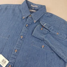 VTG Geoffrey Beene Small 15.5 32/33 Mens Shirt Chambray Denim NWT 21x29 90s