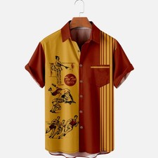 Mens Nostalgia Pee Chee Yellow Stripe Short Sleeve Shirt