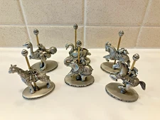 Lot of 6 Hudson Pewter Carousel Animals Giraffe Ostrich Swan Goat Horse Elephant