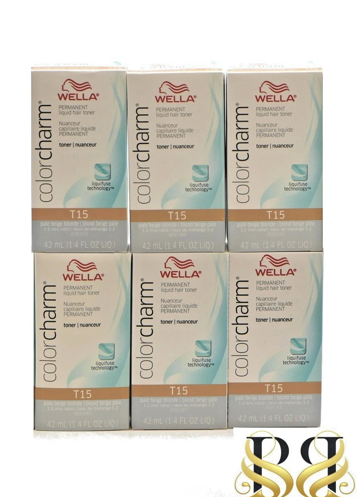 Charm Permanent Liquid Hair Toner T15 Pale Beige Blonde (6 Pack)