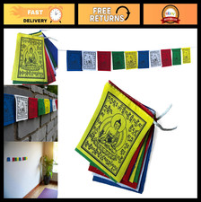 Mini Medicine Buddha Prayer Flags Set of 10 - Hand-Printed Healing Decor 3"x3.5